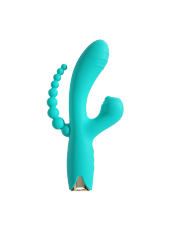 Vibromasseur triple stimulation USB turquoise Snappy Bunny - WS-NV062CTUR